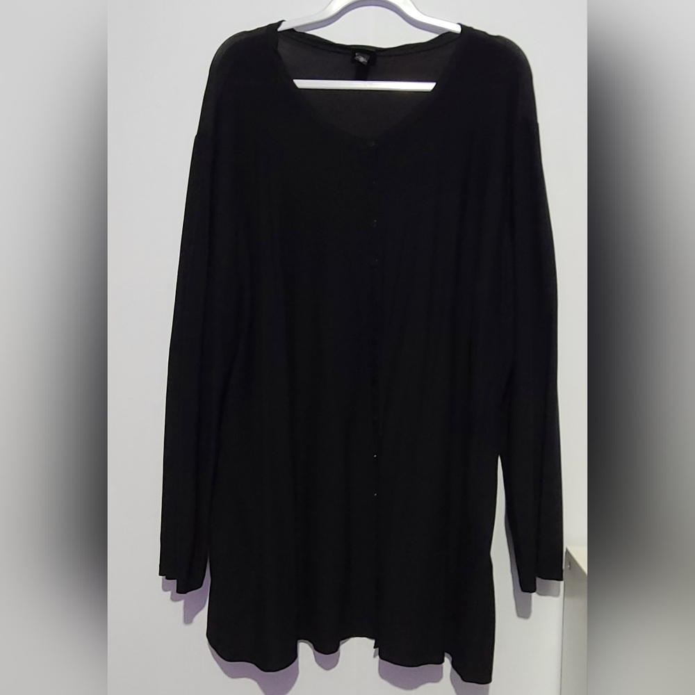 3X Eileen Fisher full button down, scoop neck,  knit, long sleeve tunic, size 3X